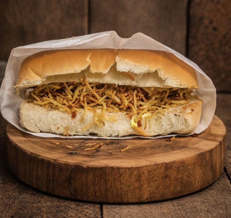 Lanche com batata palha